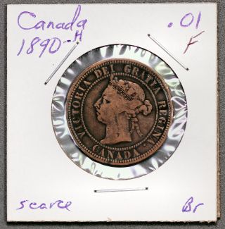 Canada 1890 - H Victoria Large Bronze Cent In Fine photo