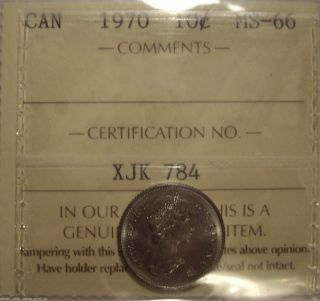 Gem Canada Elizabeth Ii 1970 Ten Cents - Iccs Ms - 66 (xjk 784) photo