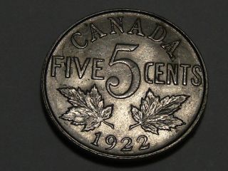 1922 Canadian Nickel (au++ - Bu) 6895a photo