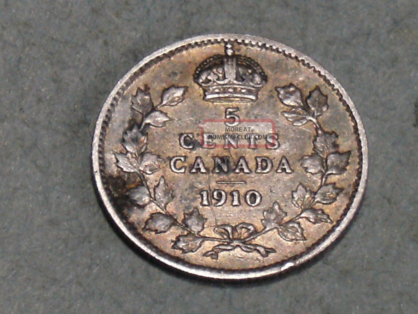 1910 Canadian Five Cent Silver Coin 5604 Coins: Canada photo