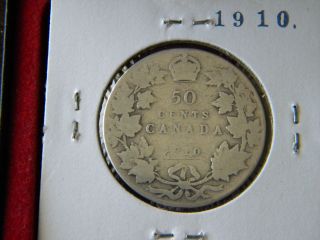 1910 Canadian Fifty Cents - 50 Edward Vii Sjlver Coin photo