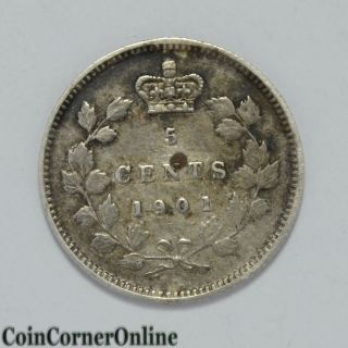 1901 Canadian Silver Victoria 5c (ccx2523) photo