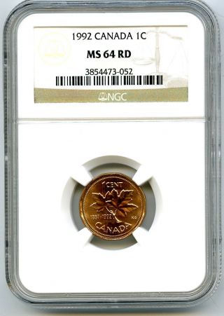 1992 Canada Cent Ngc Ms64 Rd Double Dated Copper Coin 125th Anniversary photo