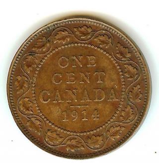 Canada 1914 Large One Cent Coin King Edward Vi1 photo