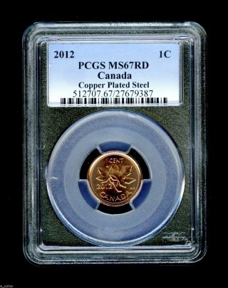 2012 Canada Cent Pcgs Ms67 Rd Magnetic Steel Last Year Of Issue Rare photo