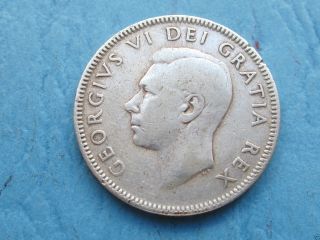 1949 Circulated Ungraded Canadian Quarter (25c Silver Coin) 1093 photo