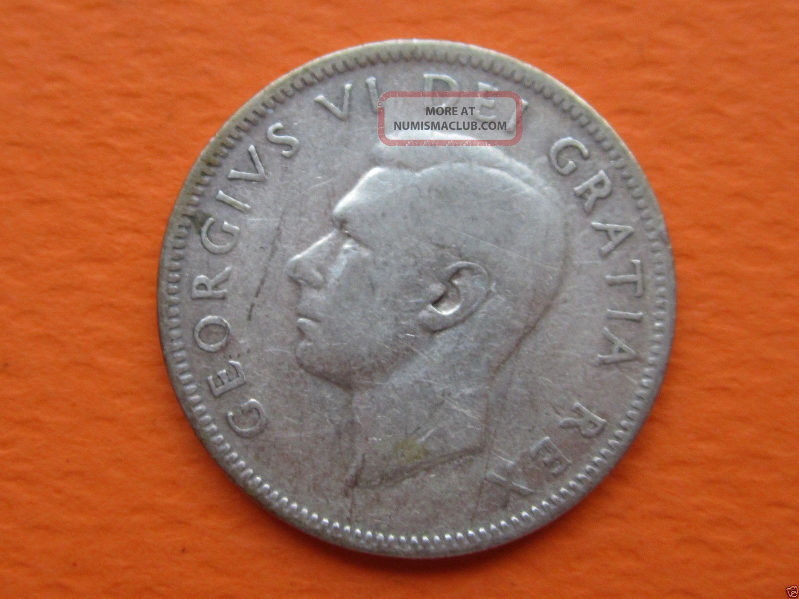 1950 Ungraded Circulated Canadian Quarter (25c Silver Coin). 1355