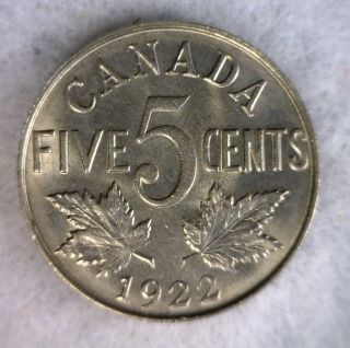 Canada 5 Cents 1922 Bu Coin (cyber 1248) photo