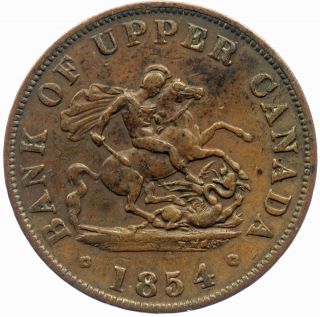 1854 Bank Of Upper Canada One Half Penny Token Pc - 5c1 photo