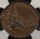Province Of Canada Quebec Bank 1852 Half Penny Token Pc - 3 Ngc Au - 58 Coins: Canada photo 1