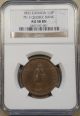 Province Of Canada Quebec Bank 1852 Half Penny Token Pc - 3 Ngc Au - 58 Coins: Canada photo 2