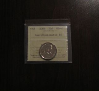 Iccs Graded Ms - 67 2008 Canadian Twenty Five Cents Sumi Bu Coin photo