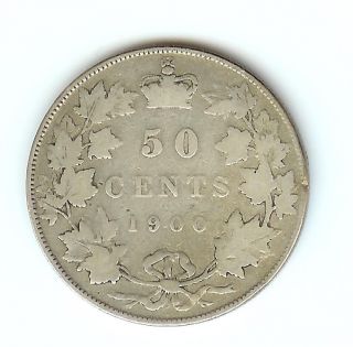 1900 Victoria Canada 50 Cents Half Dollar Vg photo