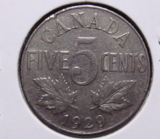 1929 5c Canada 5 Cents,  King George V Nickel,  Canadian,  3383 photo