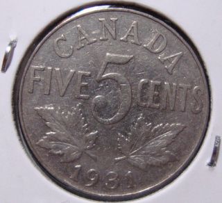 1931 5c Canada 5 Cents,  King George V Nickel,  Canadian,  3438 photo