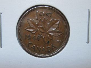 1948 Canadian Penny Coin 1 Cent Coin. photo