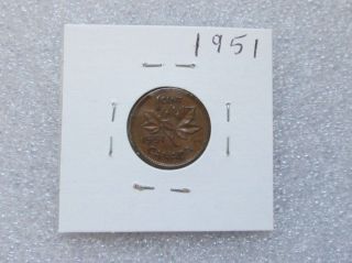 1951 Canadian Penny Coin 1 Cent Coin. photo