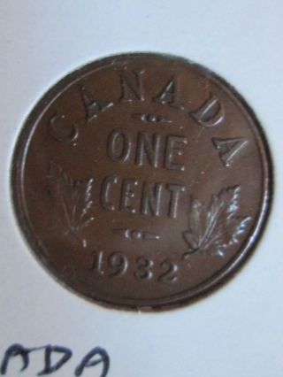 Canada 1932 Penny One Cent Coin 95.  5% Copper,  3% Tin,  1.  5% Zinc Au photo