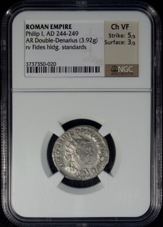 Roman Empire Philip I Ad 244 - 249 Ar Double Denarius Ngc Ch Xf Silver photo