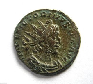 269 A.  D British Found Victorinus Roman Period Billon Antoninus Coin.  Lugdunum.  Vf photo