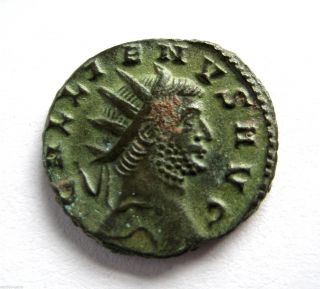 253 A.  D Gallic Empire Emperor Gallienus Roman Period Ae Antoninus Coin.  Vf photo