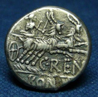 Scarce Republican Denarius,  138 Bc,  C.  Renius,  Juno In Biga Of Goats, photo