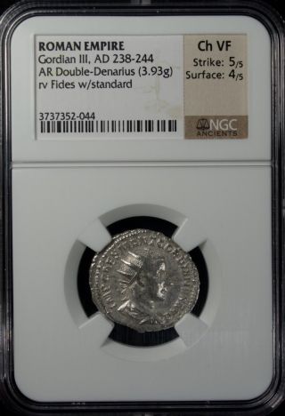 Roman Empire Gordian Iii Ad 238 - 244 Ar Double - Denarius Ngc Ch Vf Silver photo