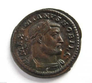 308 A.  D British Found Maximinus Daia Roman Ae Bronze Follis Coin.  Treveri photo