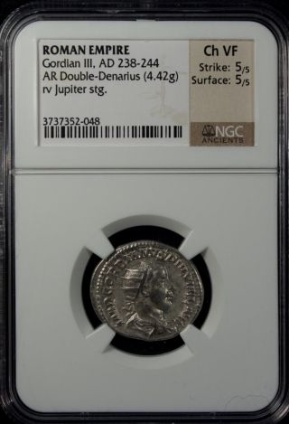 Roman Empire Gordian Iii Ad 238 - 244 Ar Double Denarius Ngc Ch Vf Silver photo