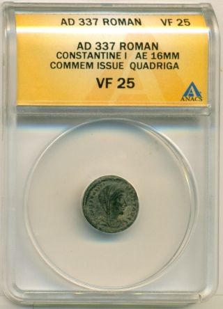 Roman Empire Constantine I (337 Ad) Ae 16mm Commemorative Vf25 Anacs photo