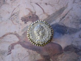 Handmade Sterling Silver Coinring With Very Fine Roman Silver Coin photo