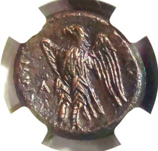 Ancient Greek: Sicily,  Syracuse,  Hiketas Ae21,  288 - 278 Bc.  Zeus - Eagle Ngc Ch Vf photo