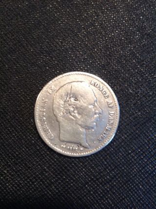 1875 Denmark 1krone Silver Coin photo