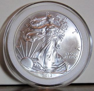 2013 American Silver Eagle Gem Bu 1 Oz.  999 Pure In Plastic Capsule photo