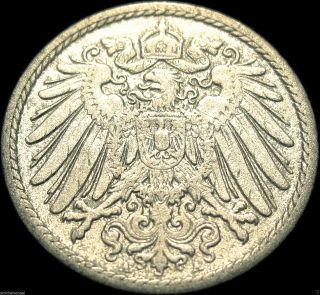 ♡ Germany - The German Empire - German 1898a 5 Pfennig Coin - Over 100 Years Old photo