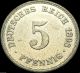 ♡ Germany - The German Empire - German 1898a 5 Pfennig Coin - Over 100 Years Old Germany photo 1