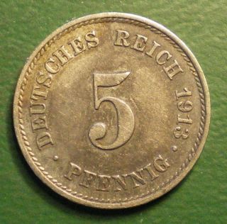 Germany 1913 E German 5 Pfennig Coin See All My Other Items 213 photo