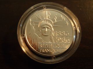 France 1986 100 Francs Silver Piedfort Statue Of Liberty photo