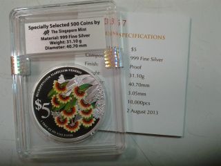 2013 Native Orchids Of Singapore Proof Silver Coin In Ballot - Edition Limited photo