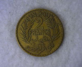 Tunisia 2 Francs 1921 Xf Aluminum - Bronze Coin (lux 443) photo