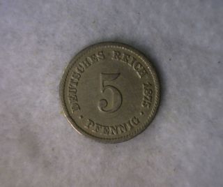 Germany 5 Pfennig 1875 C Xf German Coin (lux 131) photo