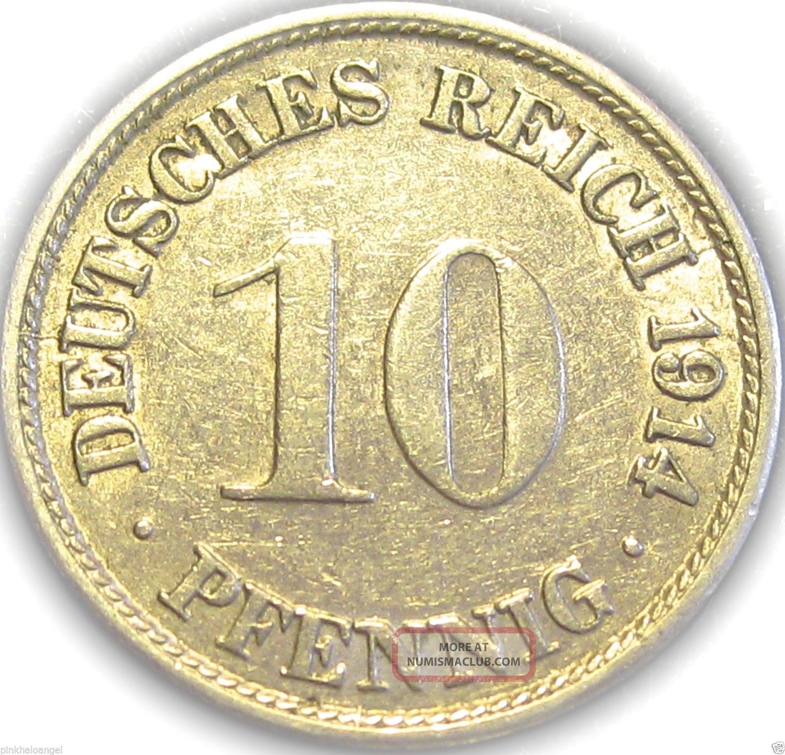 Germany - The German Empire - German 1914f 10 Pfennig Coin - Rare - 100 ...