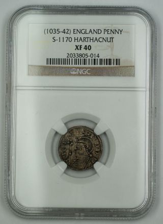1035 - 42 England One Penny Silver Coin S - 1170 Harthacnut Ngc Xf - 40 Akr photo