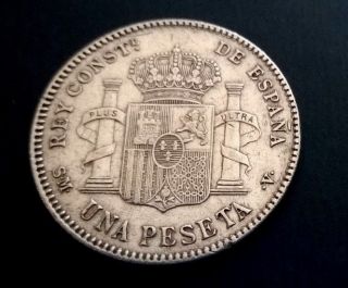 Scarce Silver Una Peseta 1901 photo
