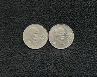 (2) 20 Centavos 1979 & 1980 Mexico 