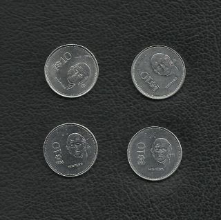 (4) 10 Pesos Mexico Hidalgo 1986 ;1987 ;1988 & 1989 Sh/h photo