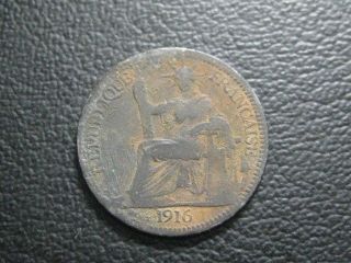 Indo - Chine 10 Cent 1916 - - - Silver Coin Rare. photo