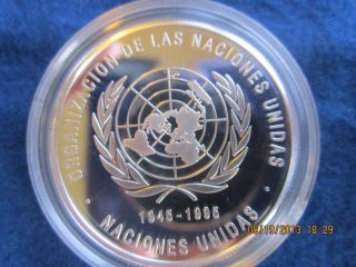 Venezuela,  500 Bolivares Silver,  1995 O.  N.  U Conmemorative Proof Coin photo