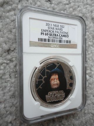 2011 Star Wars Jedi Ngc Pf 69 Emperor Palpatine Niue 1oz Silver Proof Coin Ag photo