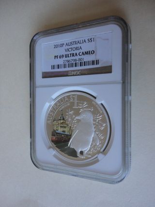 2010 Penguin 1oz Silver Proof Coin Ngc Pf 69 Ucam Victoria Australia Show Ag photo